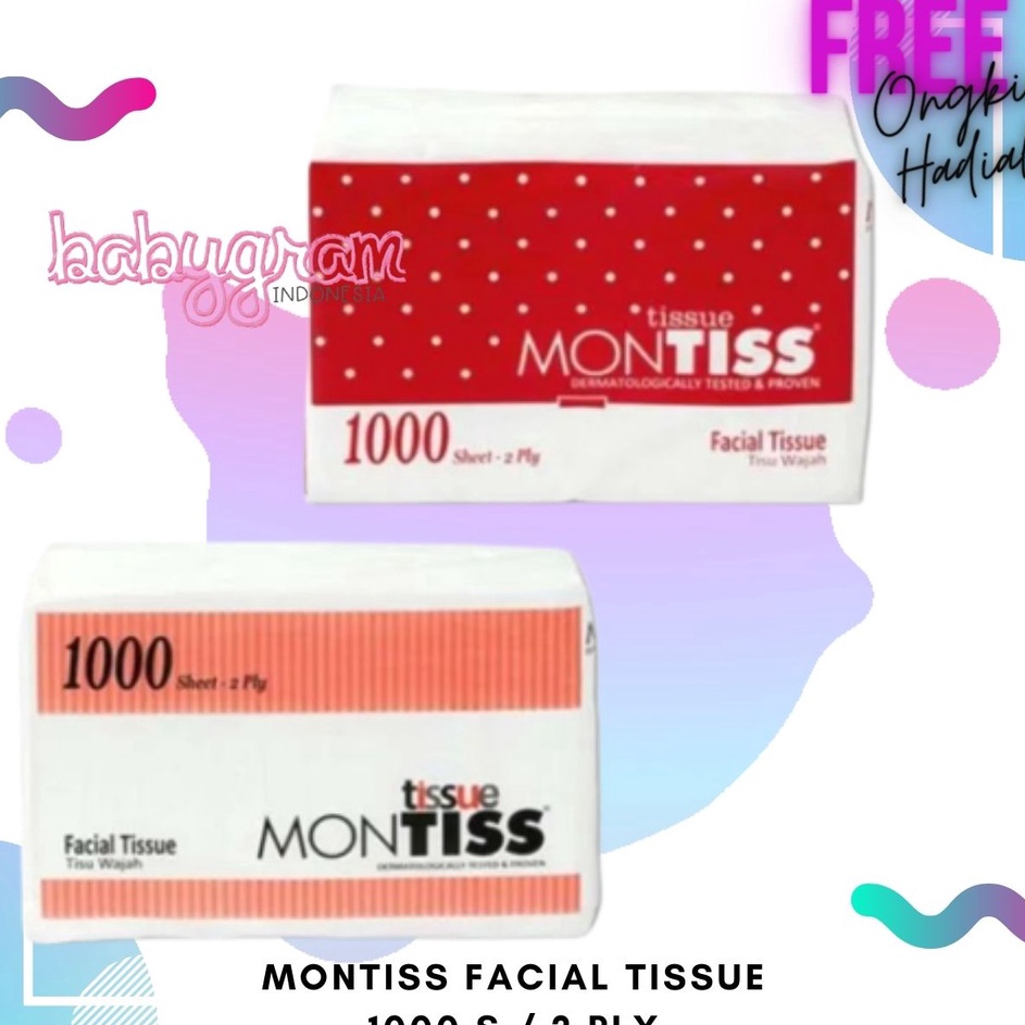 Trxc1C6o MONTISS 1000 Sheets Facial Tissue Tissu Tisue montis Tisu wajah 1000 sheet 2 Ply 2ply gram