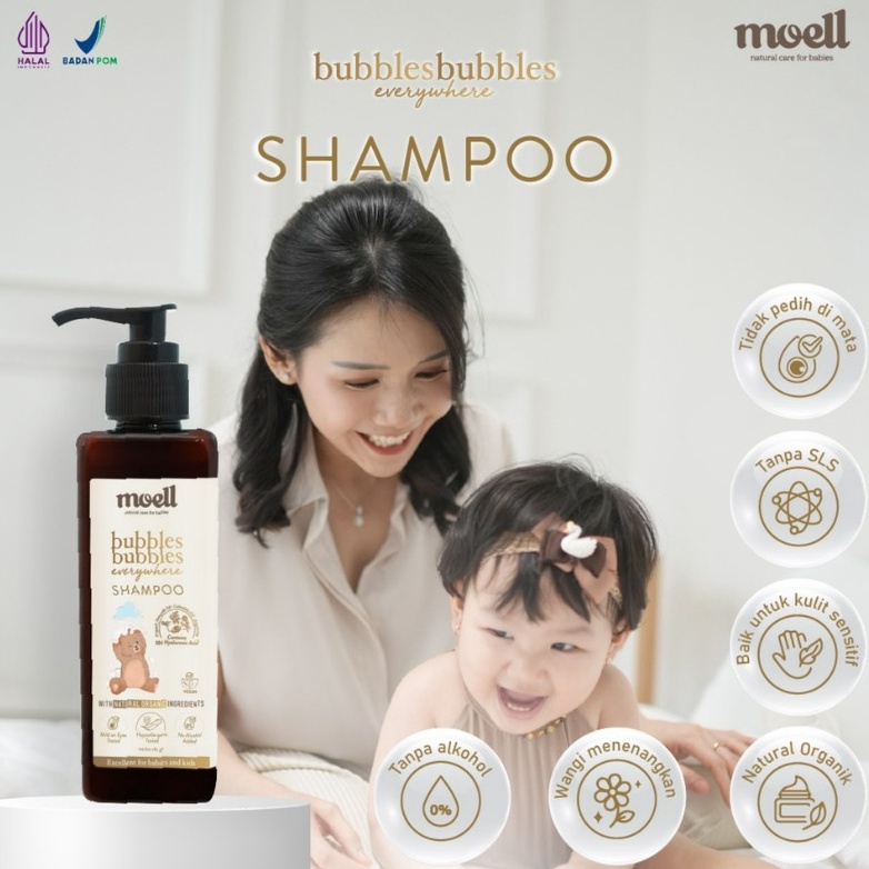 ➫✬✵ Moell Bubbles Shampoo Everywhere 185gr / Shampoo Bayi Natural / Sampo Essential Oil Non Alcohol 