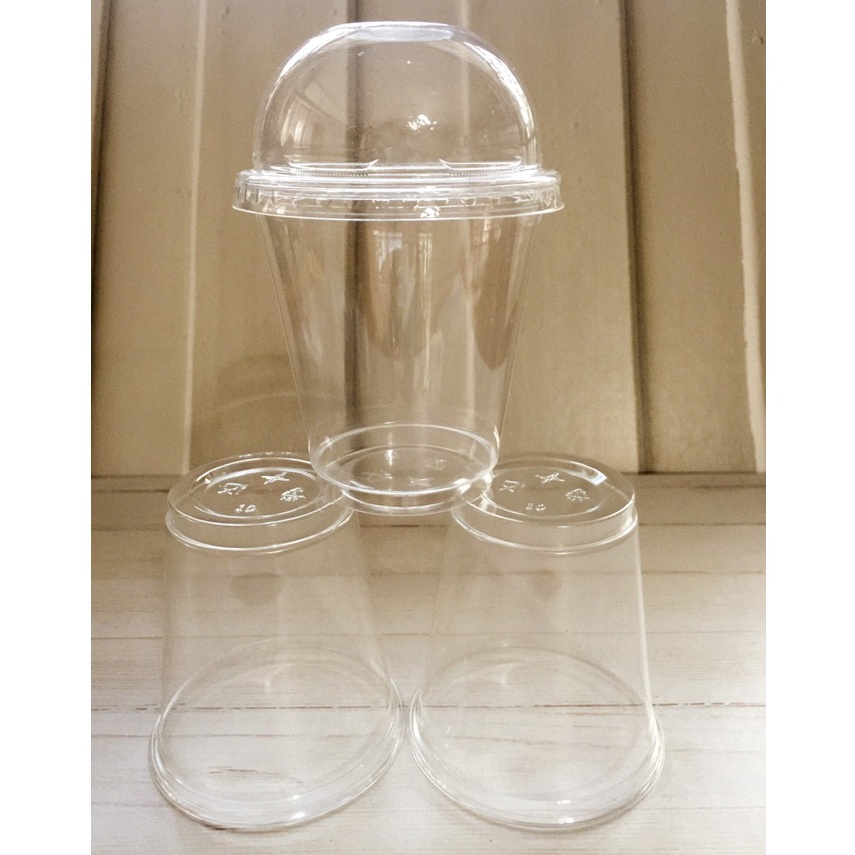 ' ER 50 PCS Gelas PET cup 8 oz ice cream / sundae bahan tebal + tutup dome ⁂