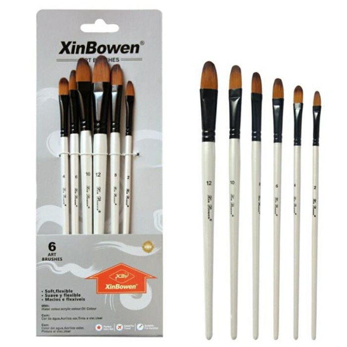 

Kuas Lukis Cat Air Akrilik Set 6 Pcs Oil Paint Brush