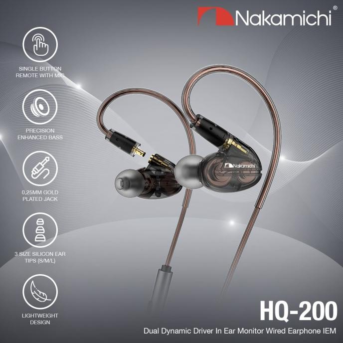 Nakamichi HQ 200 Dual Dynamic Driver In Ear Monitor Wired Earphone IEM