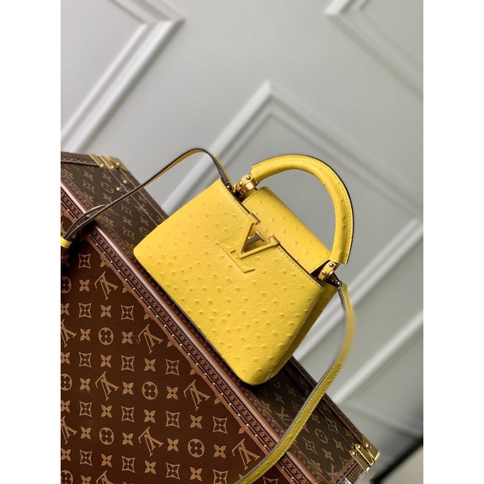 lemon LV Capucines PM BB ostrich shopper handbag business briefcase laptop notebook handbag