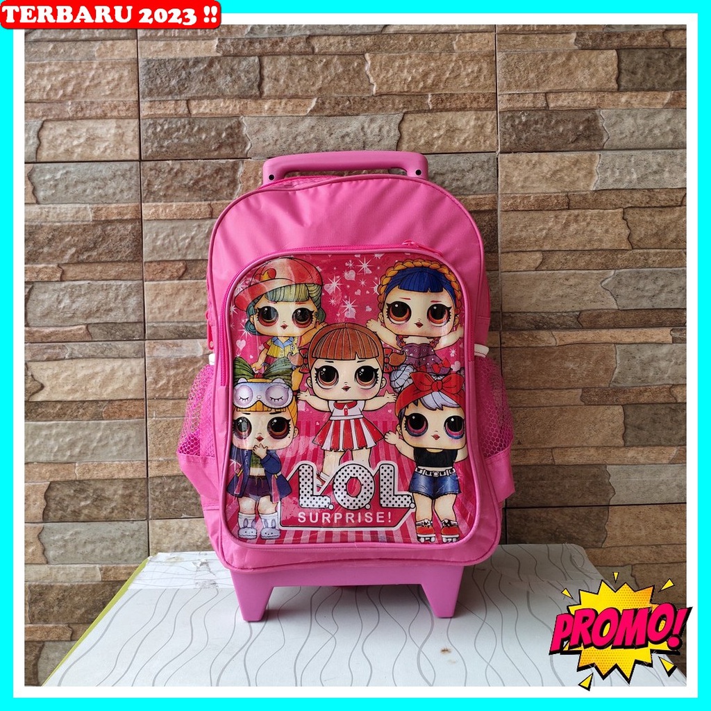 Nf54F Trolli Mixue Premium - Tas Dorong Mixue - Tas Roda Anak Perempuan Motif Mixue Tas Troli Anak /