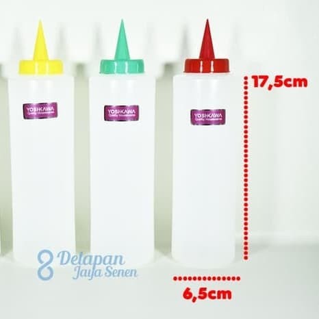 Botol Saos Putih Lancip Yoshikawa Tutup Warna Warni 600ML Sauce Keeper Yosikawa Tempat Saos Saus Sam