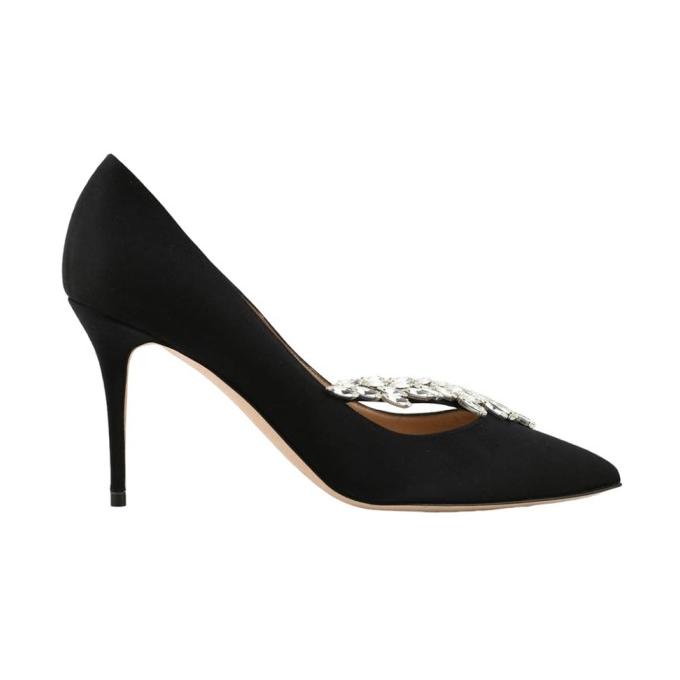 MANOLO BLAHNIK NADIRA 90 SATIN PUMPS SHOES BLACK