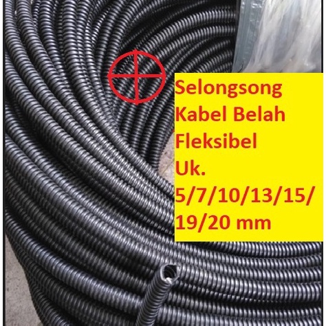 ★★ Gwr Selongsong pelindung Kabel Mobil Motor / Fleksible Pleksibel  spriral belah ukuran Diameter 5