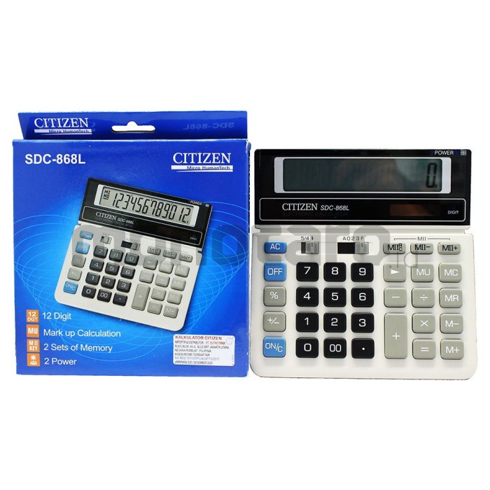 

Kalkulator Citizen 12 Digit Sdc 868L