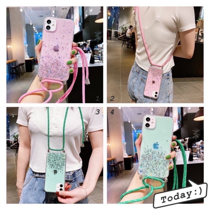 CASE TALI NAGITA SAMSUNG GALAXY A12 2020 LANYARD GLITTER GANTUNGAN
