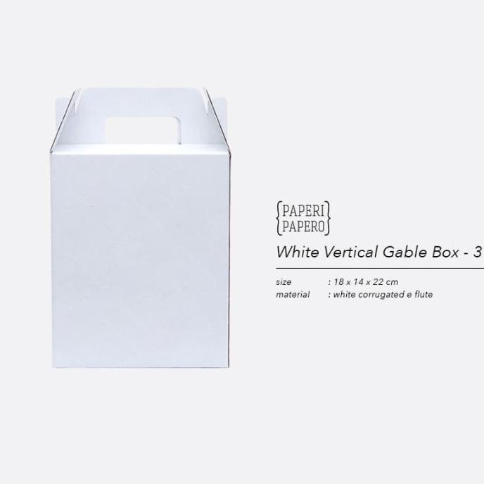 monggo] White Vertical Gable Box - Kardus Putih untuk Tempat Makan isi 3 Kotak