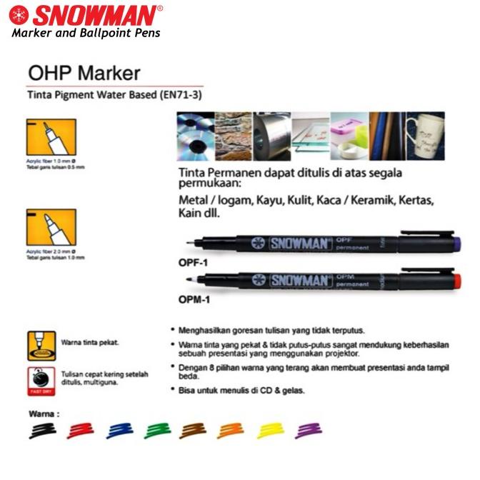 

paling diminati] Spidol Kecil Permanent Snowman OHP Marker Pulpen Permanen OPF OPM