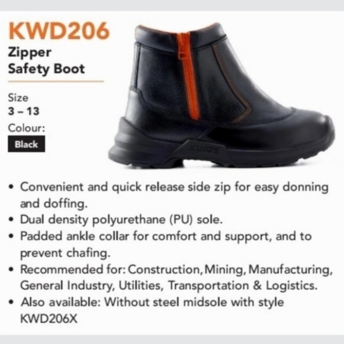 ALAT KESELAMATAN SAFETY SHOES KING'S KWD 206 X / SEPATU SAFETY KINGS KWD 206 X ORIGINAL