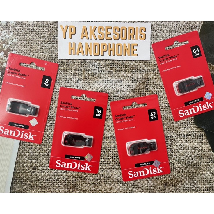 ✶Grosir,,✶ FLASHDISK ORIGINAL SANDISK CZ50 USB2.0 8GB/16GB/32GB/64GB/128GB USB FlashDrive CRUZER BLA