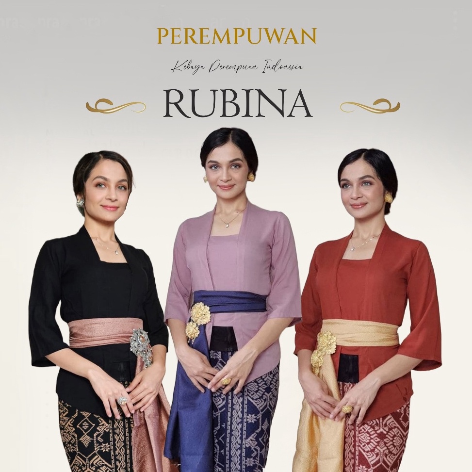 NF7 SAMAYA Kebaya Bali Kutu baru Kutubaru Encim Modern Hitam Putih Lengan Lonceng 3/4 Wisuda Kondang