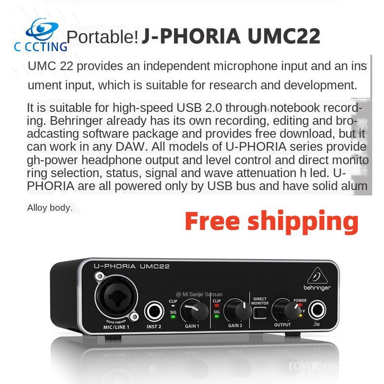 ✅&BEHRINGER UMC22/ UM2/UMC202HD Microphone Amplifier live recording External sound card USB Audio in