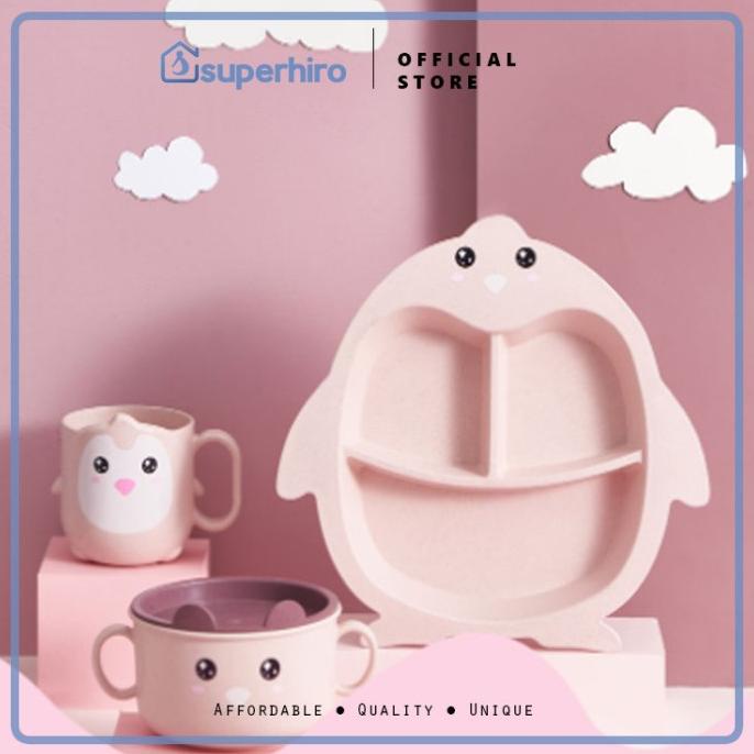 Bpa Free Set 6 In 1 Piring Makan Komplit Anak Baby Mangkok Pinguin