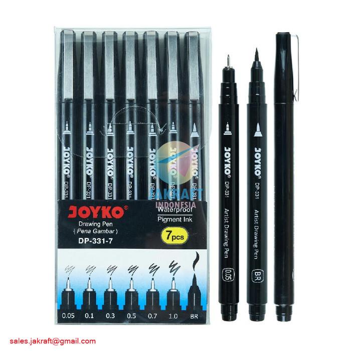 

Terlaris Set 7 Pcs Spidol Drawing & Brush Pen Permanen Joyko Dp-331-7 Anti Air