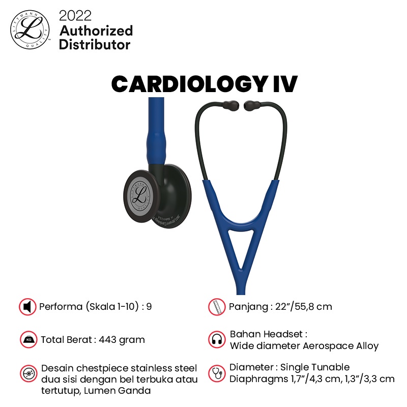 3M Littmann Cardiology IV Stethoscope / Stetoskop - NAVY BLUE / BLACK - 6168