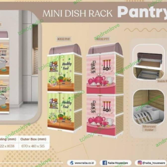 Rak Piring Plastik Merk Naiba 4 Susun /Lemari Plastik Rak Piring Supermart322