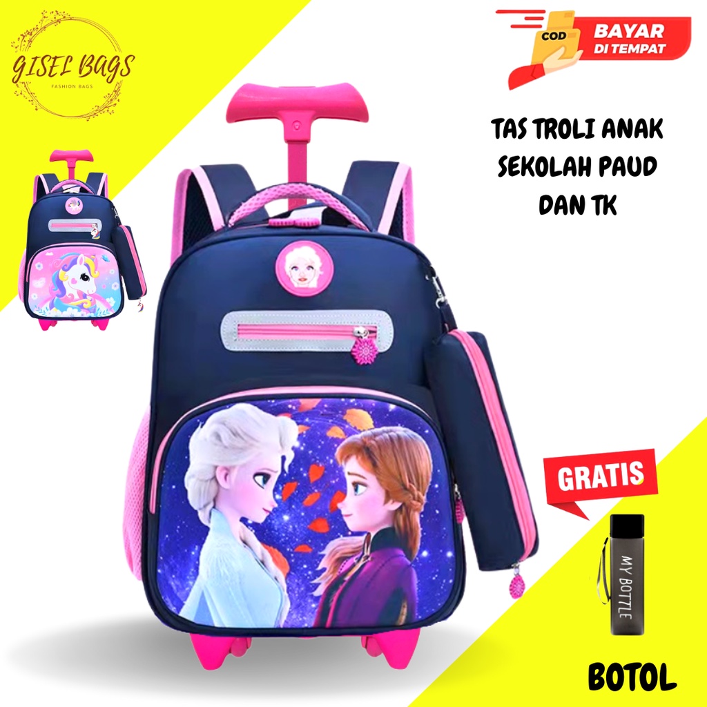 Tas trolly anak perempuan paud dan tk import karakter lucu dan unik anti air