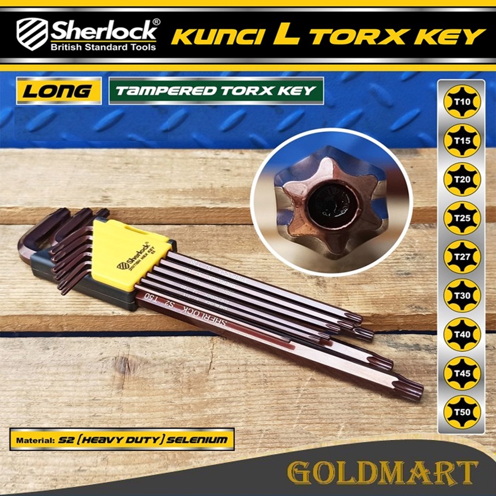 Kunci L Bintang Set 9 pcs / Sherlock Kunci L Extra Long Torx Key Tampered