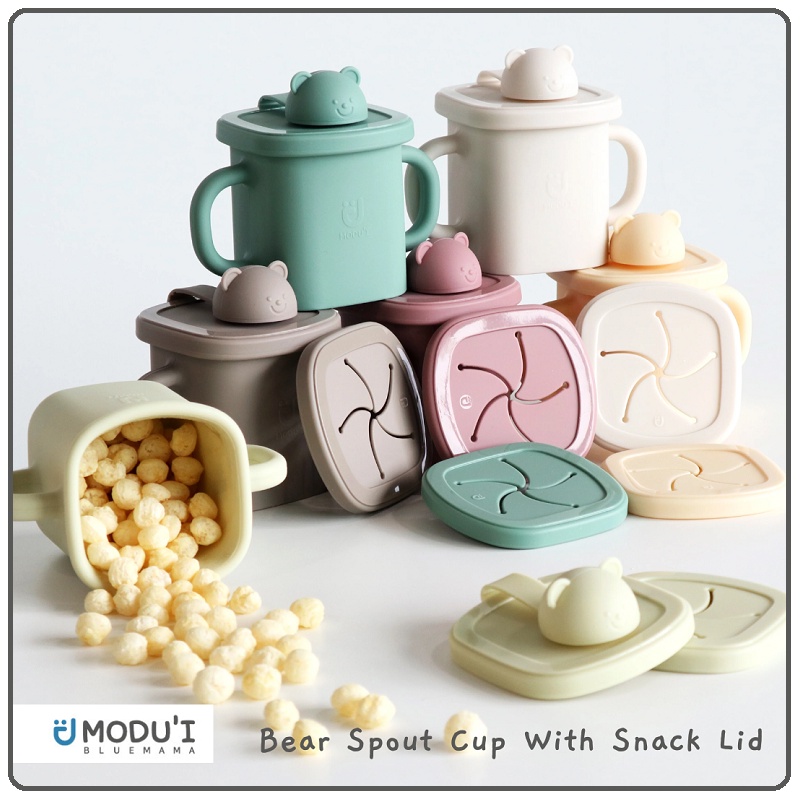 Modui Bear Spout Cup With Snack Lid | Gelas Anak