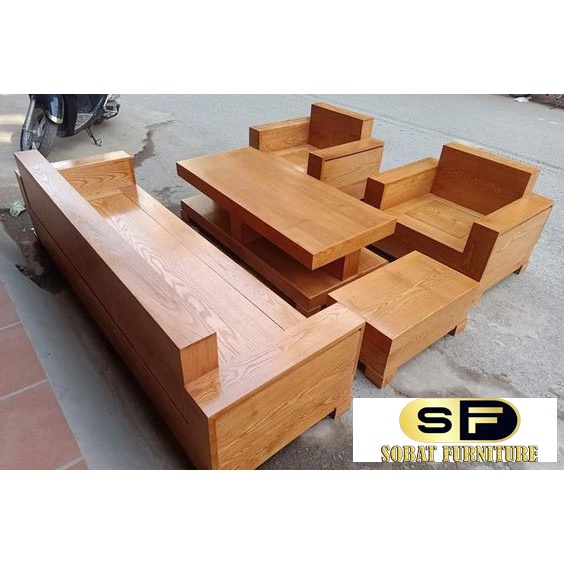 Kursi Tamu Sudut Minimalis Desain Bahan Kayu Jati Tanpa Busa