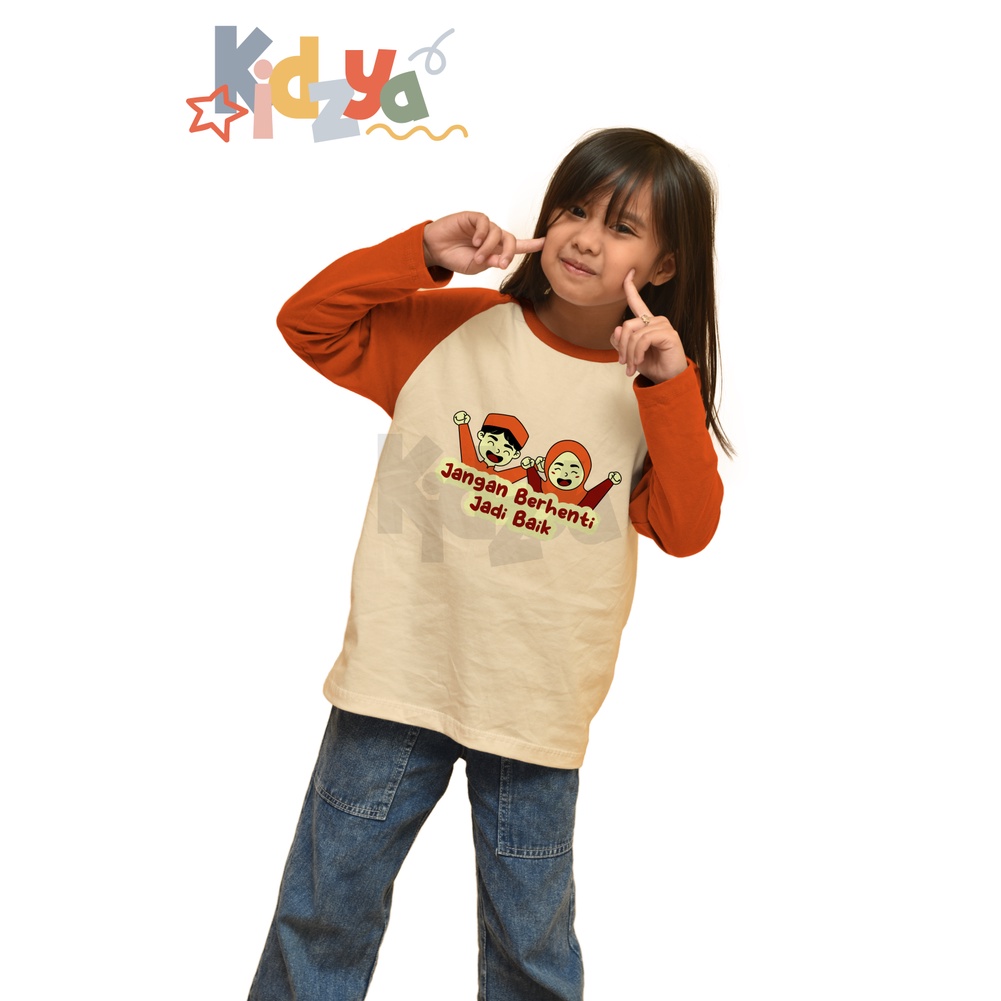 Baju Kaos Raglan Anak Muslim Panjang UNISEX - Jangan Berhenti Jadi Baik- KIDZYA