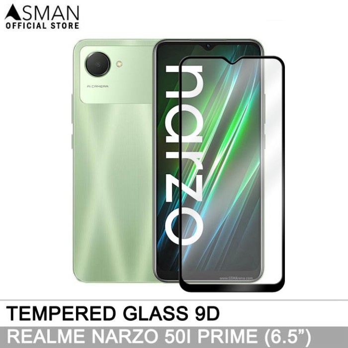 Tempered Glass Full Realme Narzo 50i Prime (6.5&quot;) | Anti Gores Kaca - Hitam
