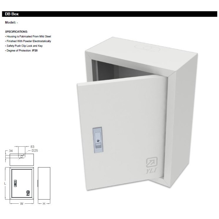 YLI Box Panel Kotak Listrik Indoor Plat Tebal Kunci Model Push Lock