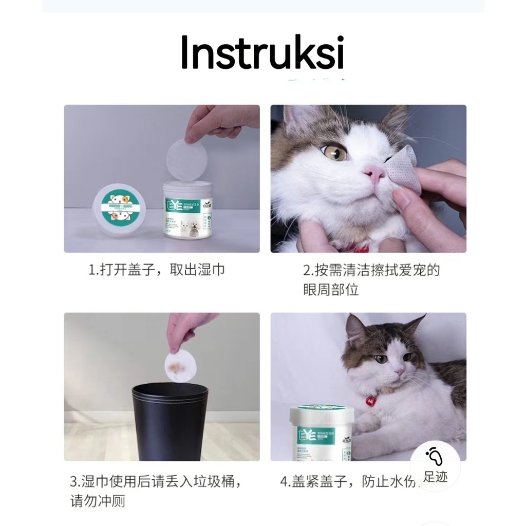 Tisu Mata Kucing  Anjing Eye Wipes Kucing Pet Wipes Anti Bacterial/Aloe Vera Pet Eye Wipes/Tisu telinga Kucing  Anjing