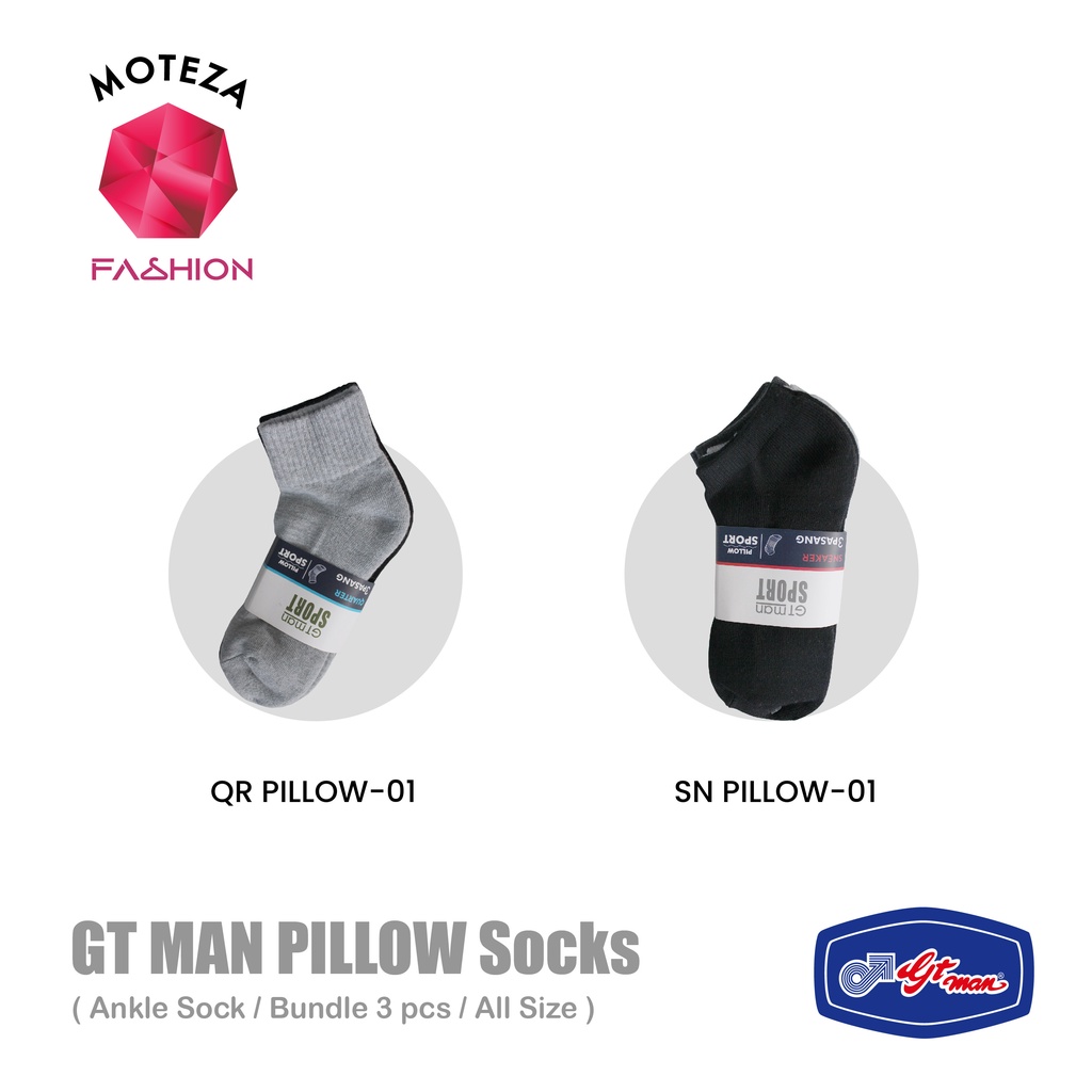 Moteza Kaos Kaki Pria / Short Socks -  GT Man Sport PILLOW Sneaker Tebal - Isi 3