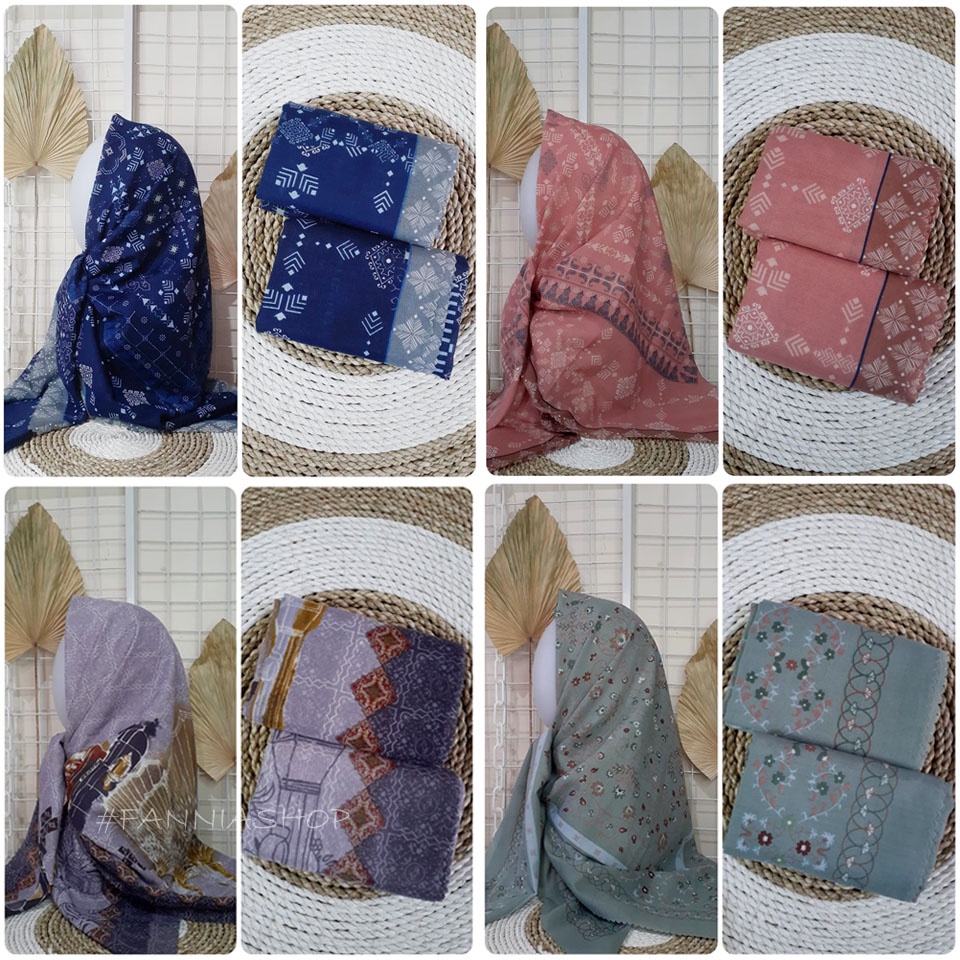 Jilbab segi empat voal / jilbab motif deenay / jilbab motif bueno ijo