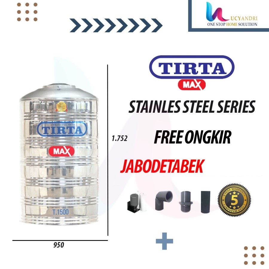 Tangki Air Stainless Steel Tirta T 1500 TK Water Tank / Toren Air / Tandon Air