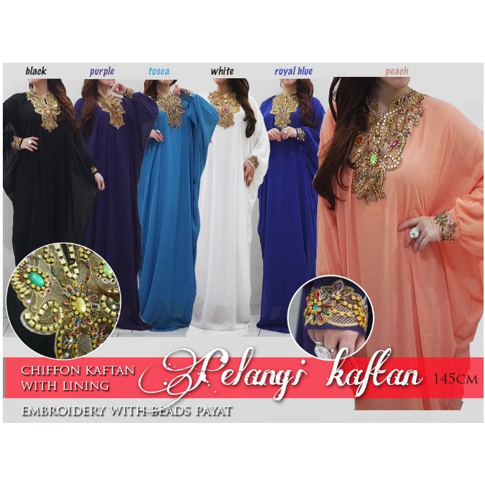 Kaftan payat model pelangi plangi kaftan chifon