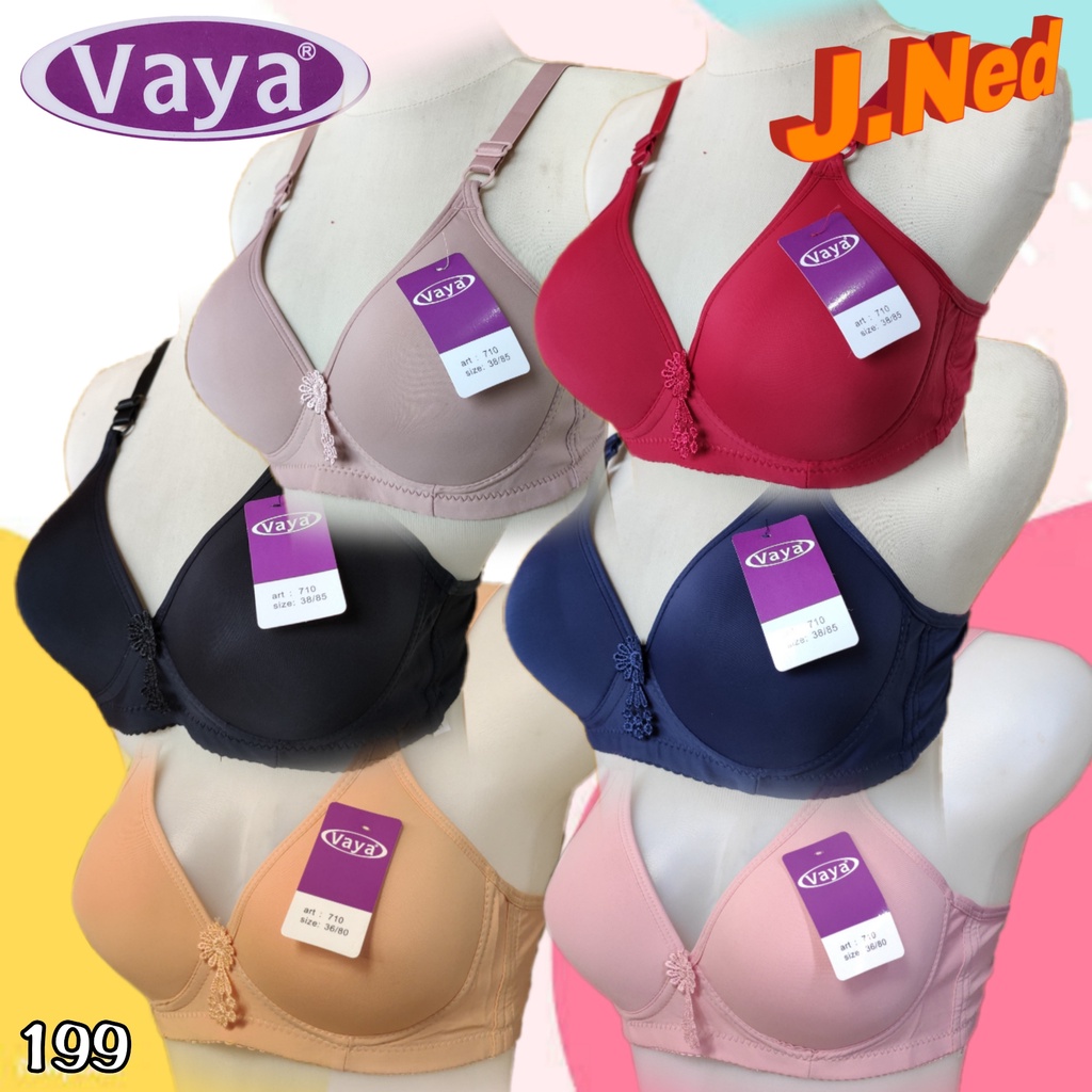 J199 Vaya Bra Busa Tanpa Kawat Cup B Tiga Pengait Size 36B - 42B