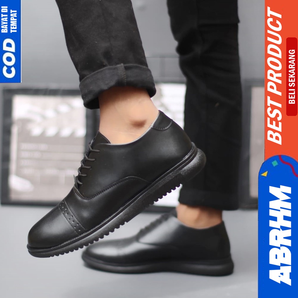 Sepatu Pantofel Formal Pria Casual Hitam Kerja Kantor Abrhm JIGEN