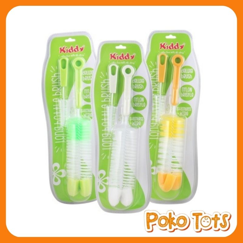 Kiddy Long Bottle Brush Isi 2pcs Sikat Botol dan Dot Bayi