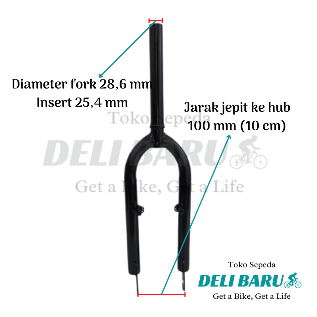 Fork Oversize tanpa drat garpu besi OS 28.6 model pivot sepeda BMX ukuran 20&quot;