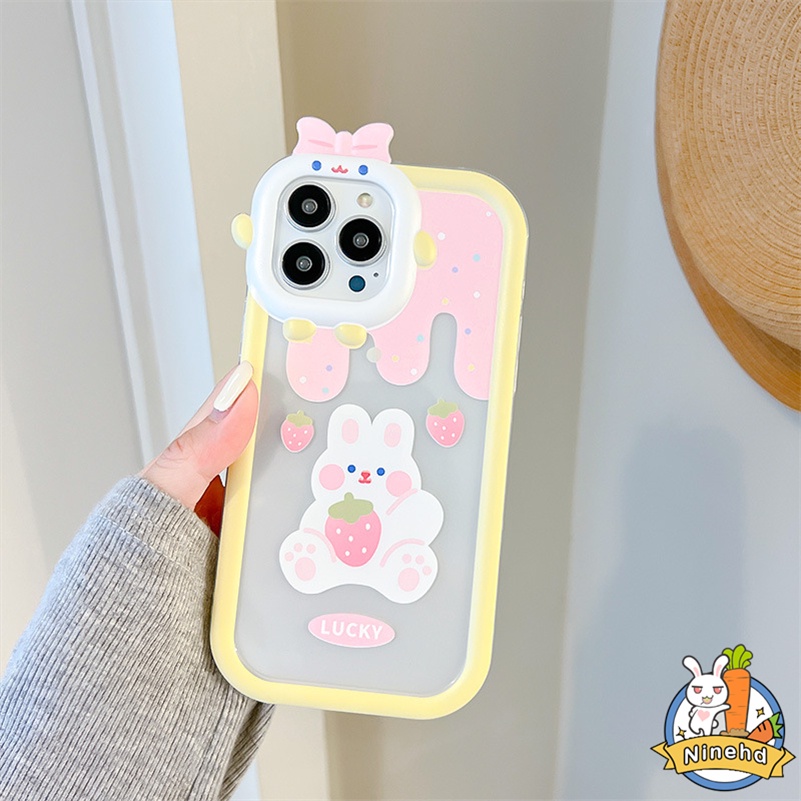 Compatible for iPhone 14 13 12 11 Pro Max Se 2020 X Xr Xs Max 7 8 6 6s PlusCute Cartoon Rabbit Soft TPU Phone Case Matte Transparent Case Shockproof Anti-scratch Protection Cover