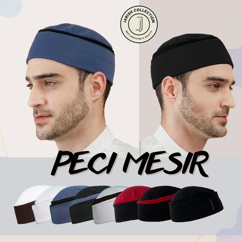 《packingaman》 Peci Lipat Khas Mesir Premium Haji Alay Kopiah Pria Biru Putih Hitam Kopyah Bulat Shol