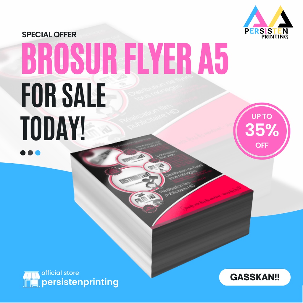 

Cetak Brosur A5 (1 Sisi ) 1 rim / 500 lbr | Art Paper 120 gr