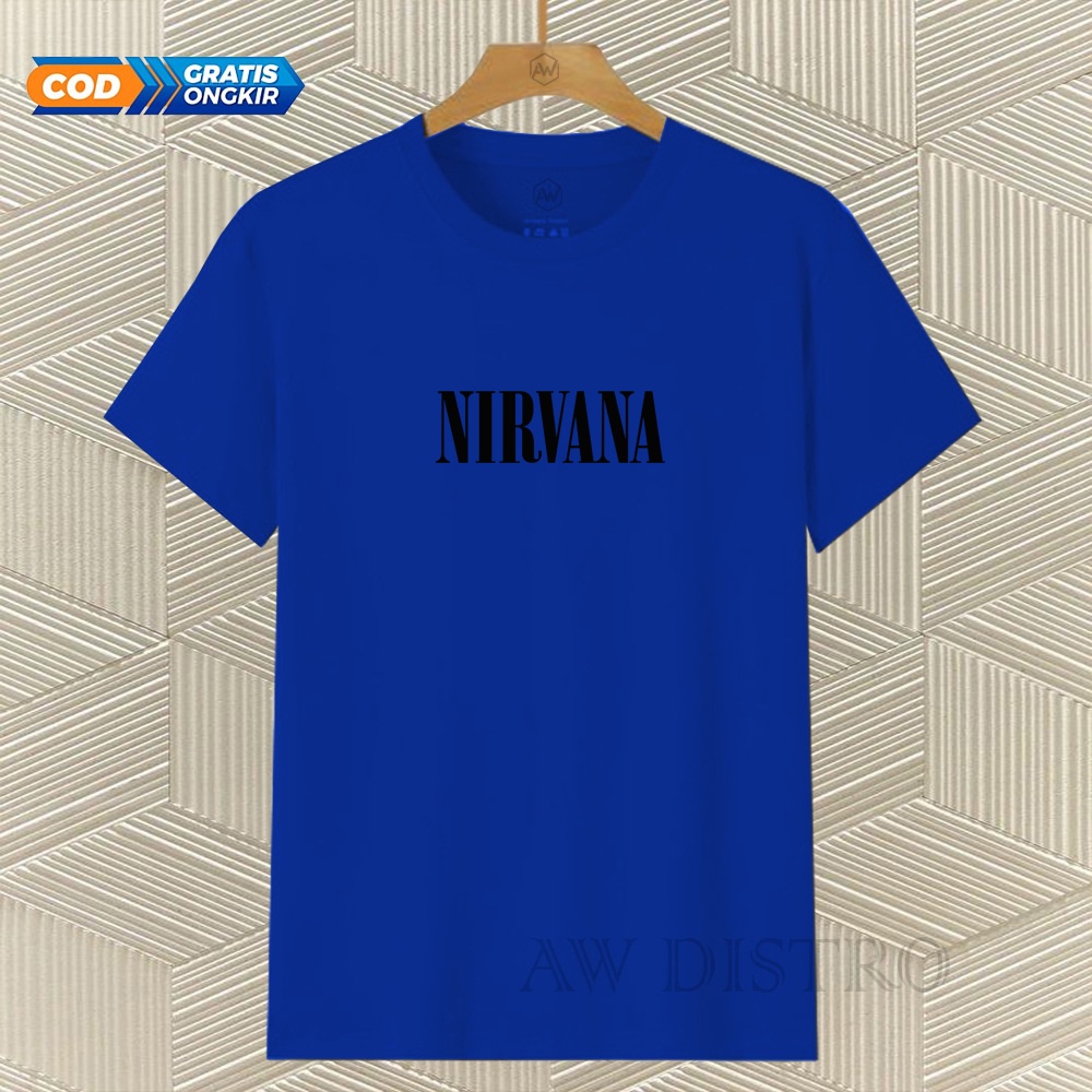 COD Baju Kaos Distro NIRVANA Teks Hitam Premium Quality Lengan Pendek