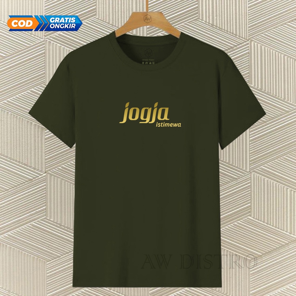 COD Baju Kaos Distro Jokja Text Gold Premium Quality Lengan Pendek