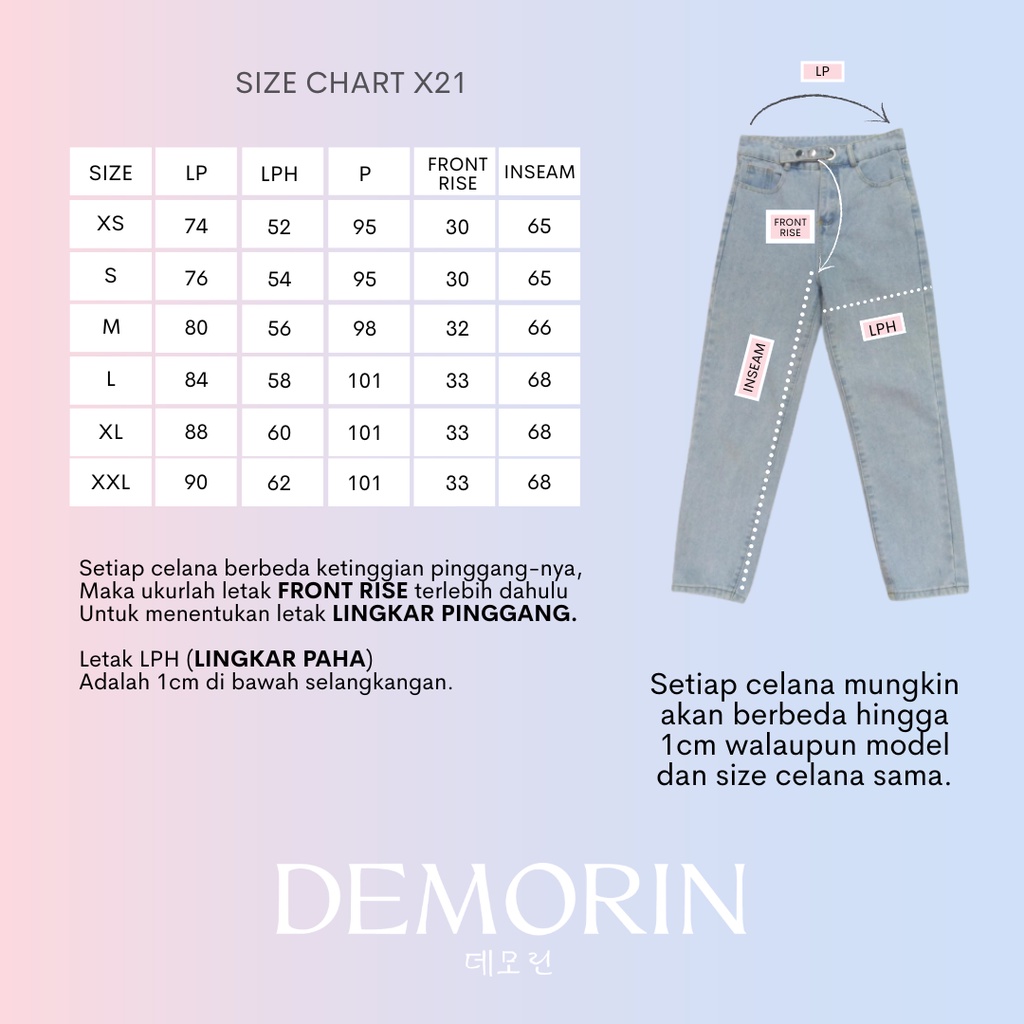 DEMORIN - Celana Jeans Panjang Kekinian Boyfriend Highwaist JeansWanita X21