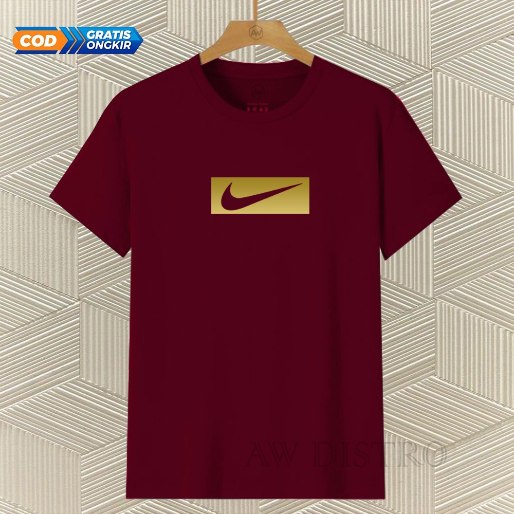 COD Baju Kaos Distro NK Blok Text Gold Premium Quality Lengan Pendek