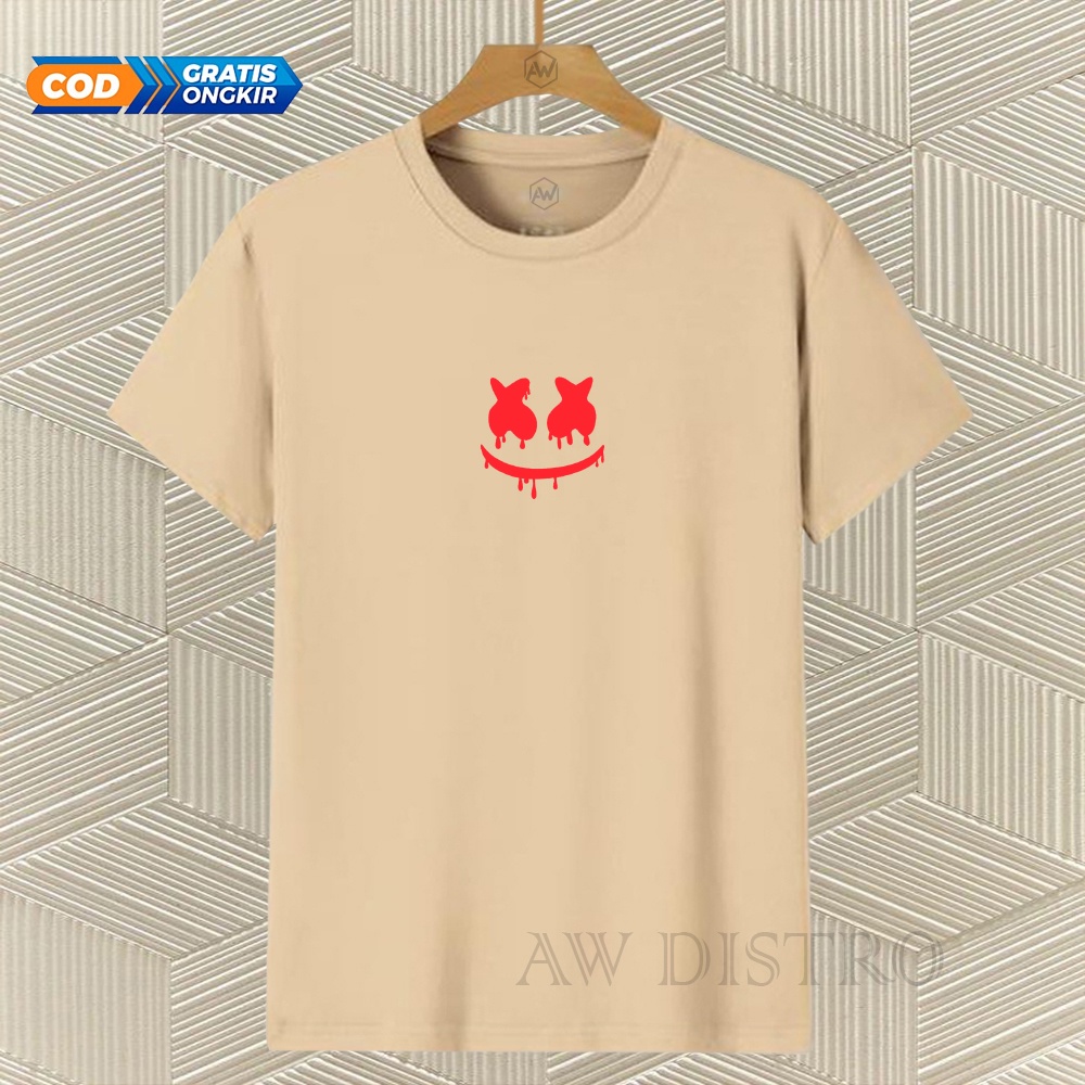 COD Baju Kaos Distro Marsmel Text Merah Premium Quality Lengan Pendek