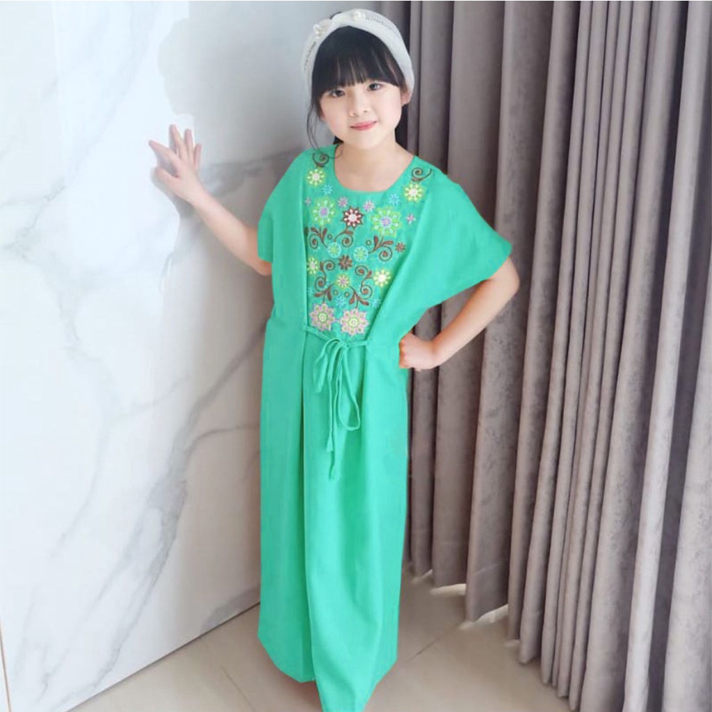 FenishaStore Dress Kaftan Anak Remaja Emi Kaftan Usia 12-14 Tahun  Bisa Bayar Ditempat COD