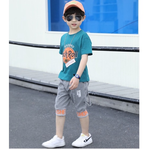 Setelan anak laki laki import MOTIF ROCK ROLL +JEANS TEBAL- setelan anak teenager laki laki import