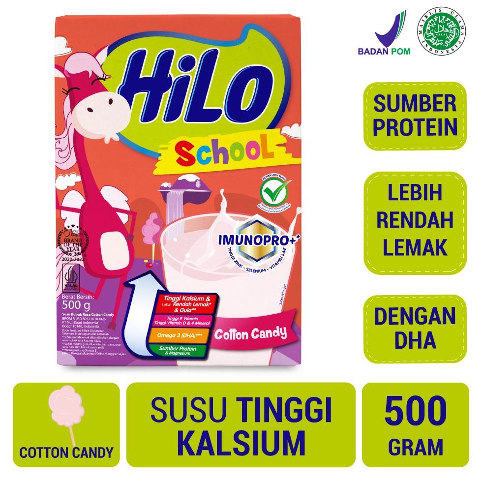 

♠ HiLo School Cotton Candy 500g - Susu Tinggi Kalsium Lebih Rendah Lemak