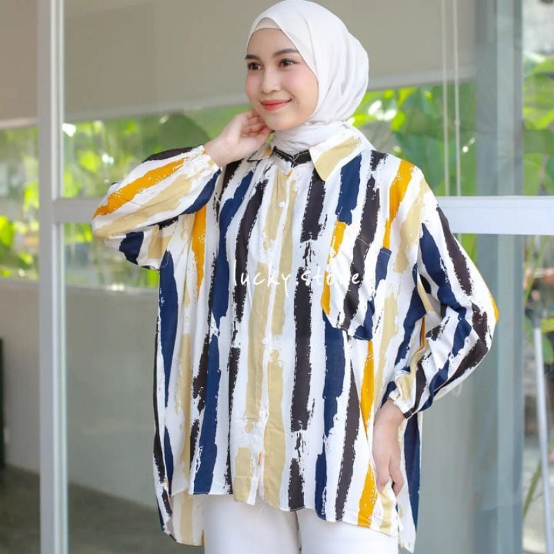 Kemeja oversize wanita blouse jumbo busui rayon